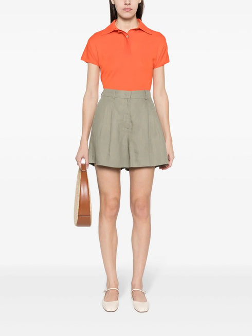 pleated detail linen shorts